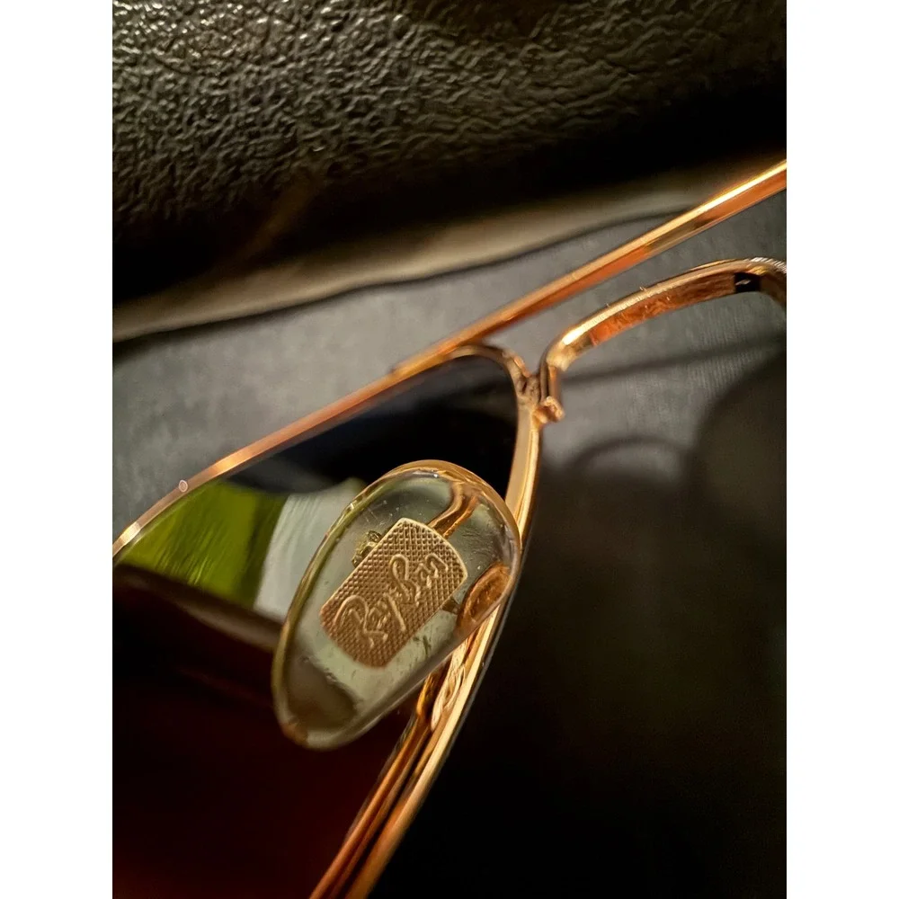 Ray-Ban Aviator RB3026 Blue Mirror Sunglasses Gold Frame 62mm Made Italy w/Case